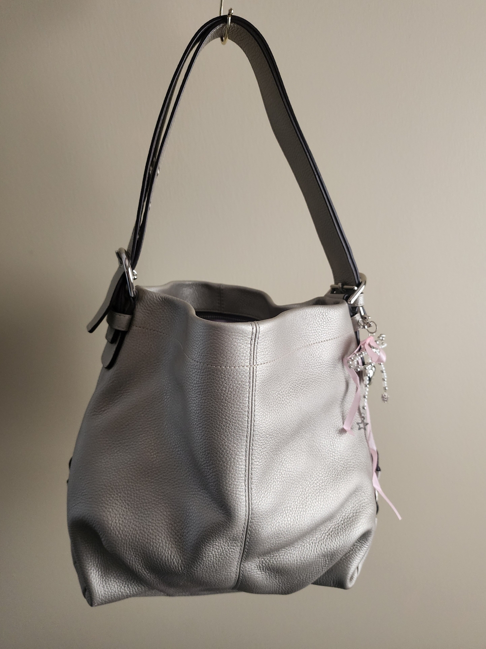 Coach Leather Shoulder Bag with Charm
